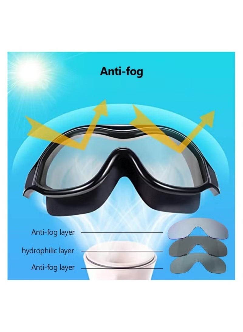Uliova Anti-Fog & No-Leaking Swim Goggles - 180° Panoramic Clear Vision, UV Protection, for Adults, Men, Women & Youth, with Earplugs & Goggle Case, Black - Image 3